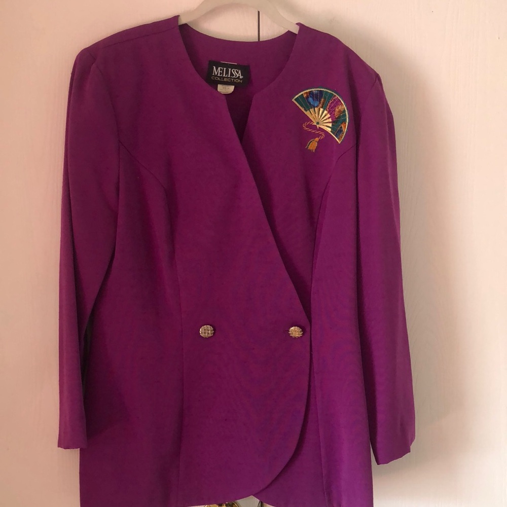 VTG Melissa Purple Women's blazer Jacket with Embroidered Detail